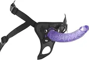 ferch Strap-on Dildos, Strap-On Dildo Sex Toy with Strong Suction Cup, Adjustable Double-Sided Strap-On Lesbian Masturbator Sex Toy for Women Men, Violet