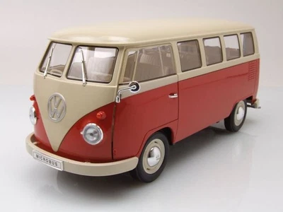 WELLY,VOLKSWAGEN Type 1 bus 1963 Red and beige, 1/18, WEL18054ROUGE