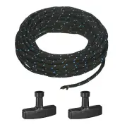 Recoil Starter Rope Pull Cord with Handles 6mm 10m for Mower [Black Blue,Black]