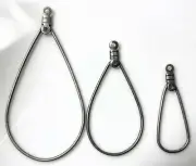 44 Silver, Oxidated Silver Plated Brass Teardrop Hoop Earwire Mix of 3 Sizes *