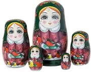 Stacking Nested Set Kids Handmade Toys and Russian Wood Stacking Dolls Vintage Handmade Shape for Home Decoration Birthday Wishing Gift Handmade Nesting Dolls
