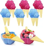 DELADOLA Cartoon Candy Color Ice cream bowl with spoon- ice cream bowls for kids set candy colored cute dessert bowls for summer holiday parties, gifts for children ice cream cups