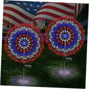 2 Pack 4th of July Solar Firework Lights, Each 360 LEDs Red White Blue Lights
