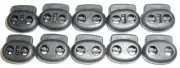 10 Black Dual Hole Spring Cord lock Barrel String Toggle 3/16" hole USA Ship