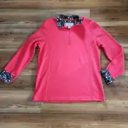 Orvis Pullover XL Pink Knit Women's 1/4 Zip Contrast Cuff NEW