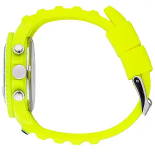 【Ice-Watch】三眼計時活力系列 藍錶面 40mm CH(螢光黃矽膠錶帶)