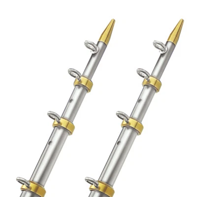TACO Outrigger Poles 15ft Telescopic Silver Gold 1-1/8 Inch Fishing Rods