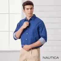 在飛比找momo購物網優惠-【NAUTICA】男裝小圖騰長袖襯衫(深藍)