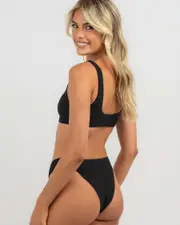[Billabong] Billabong Women's Cg Wave Trip Skimpy Bikini Bottom in Black Pebble Size 2 2 Black Pebble
