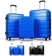[ALFORDSON] 3PCs Hardside Luggage Set with ABS & PC Hardshell and TSA Lock, 20" 24" and 28" Suitcases Set with Wheel Spinners, Carry-on & Checked Baggages 3-Piece Pack with Dry Wet Separation, Blue