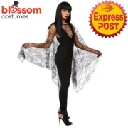 CA1569 Fever Spider Web Lace Poncho Adult Halloween Goth Witch Vampire Dracula