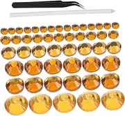 WEKAMOS 1 Set Rhinestones with Tweezer Picking Pen Middle Eastern Flat Back Gems for DIY Crafts Clothing Nail Art and Home Decor Sparkly Round Decorations