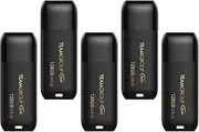 TEAMGROUP C175 128GB 5 Pack USB 3.2 Gen 1 (USB 3.1/3.0) Read 100MB/s Flash Thumb Drive, External Data Storage Memory Stick Compatible with Computer/Laptop Matte Black TC1753128GB21