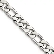 Stainless Steel Chisel Polished 8.75mm 22 Inch Figaro Chain