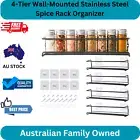 4-Tier Wall-Mounted Stainless Steel Spice Rack Organizer with Adhesive & Screws
