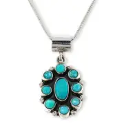 CHACO CANYON CAMPITOS TURQUOISE CLUSTER PENDANT WITH CHAIN-NWT