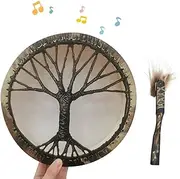 Hand Drum With Stick - Retro Tree Design Small Round Hand Drums | Vintage Drum With Stick Small Round Hand Drum Birthday, Drum Decorations