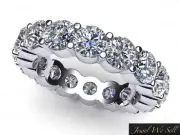 4.50Ct Diamond Shared Prong Eternity Anniversary Band Ring 18k White Gold H SI2