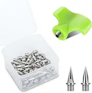 [Lejof] 9.5mm 3/8 Inch Track Spikes, 50 Pieces Hard Steel Spikes for Track Shoes, Track and Cross Country Spikes with Spike Wrench, Replacement Spikes for Sprint Sports Short Running Shoes