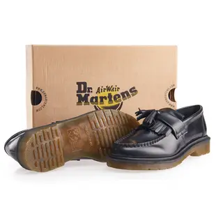 Dr.Martens 馬汀 ADRIAN 英倫流蘇皮鞋 黑 硬皮平底船鞋 馬丁紳士鞋 一腳蹬樂福鞋 男女14573001