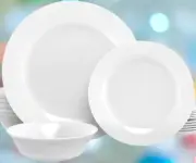 Lightweight Strong Opal Glass 18 piece Dinnerware Plates Bowls Set Service for 6