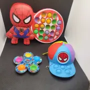Spiderman Fidget Bundle - Pop Board Sensory Toy, Fidget Spinner 2in1 Bubble Popp