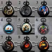 Creative Design Glass Dome Quartz Analog Pocket Watch Chain Necklace