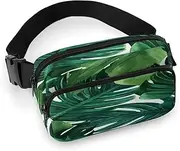 [YTLKGFP] Waist Pack Banana Leaves Printed Butt Pack Fanny Pack Hip Bum Bag for Workout Traveling Casual Running Hiking Cycling, Banana Leaves, 7.9 X 5.1 in
