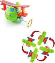 Kisangel 3pcs Wind Up Cartoon Airplane for Fun Rotating Clockwork Flying for Parent Interaction Easy to Operate Random Colors Random Color