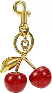 Sparkling Resin Cherry Bag Charm, Cherry Key Ring and Clip for Purses, Cherry Ke