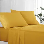 1 x Luxton Pure Plain Soft Sheet Set Yellow (Single, King Single, Double, Queen, King) Double