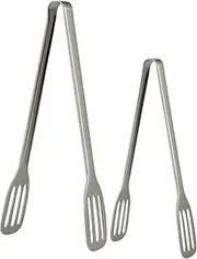 Stainless Steel Kitchen Tongs Set of 2 – 24cm & 29cm Cooking Food Tongs for BBQ, Salad, Bread, Meat, Serving, Frying, Grilling, Buffet, Clip Clamp Style Utensils