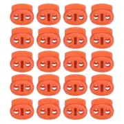 0.7x0.8" Cord Locks, 100 Pack Double Hole Spring End Toggle Stopper, Orange Red