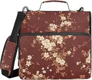 Cherry Blossom Dark Red 3 Rings Zip Up Binder with Strap Laege Capacity Portable Portfolio for School/Office, Cherry Blossom Dark Red, 1 size