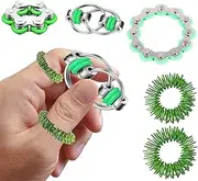 AHEJIOO Anti-Stress Toy - 5 Piece ADHD Toy Set for Children and Adults, Stress Toy to Promote Concentration and Stress Relief, Fidget Toys for Travel and Everyday Life, Green