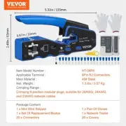 RJ45 Crimp Tool Kit Cat5e Cat6 Ethernet Crimper with 20 Pass-Through Connectors