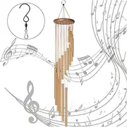 Wind Chimes Wood Deep Relaxing 18 Tubes Wind Chimes Metal Wind Bells Handmade Ornament Garden Patio Outdoor Hanging Decoration Gift Wind Chimes Outdoor (Size : Gold)