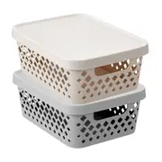 2x Boxsweden Kept Diamond 10L/36cm Storage Bin Lidded Rectangle Container Assort
