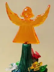 Vintage LARGE AMBER GOLD ANGEL STAR TOPPER Ceramic Christmas Tree Lights ~ RARE