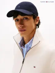 Tommy Hilfiger Blue Hilfiger Flag Seersucker Baseball Cap (H52354) | $104
