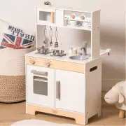 Wooden Chef Pretend Play Kitchen Set with Sounds and Accessories for Kids