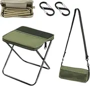 Foldable Backpack Stool, Portable Mini Outdoor Camping Folding Seat with Adjustable Shoulder Strap, Small Foldable Fishing Chair, for Camping, Fishing, Hiking, Picnics Outdoor Barbecue (Green (Large))