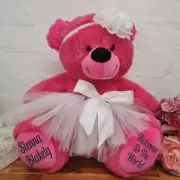 Newborn Ballerina Teddy Bear 40cm Hot Pink, Newborn Gift