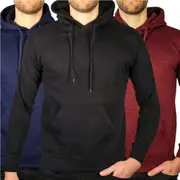 3x Adult Mens 100% Cotton Fleece Hoodie Jumper Pullover Sweater Warm Sweatshirt S