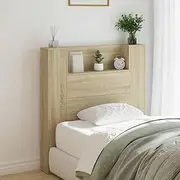 LED Headboard Cabinet, Sonoma Oak - Wall Mounted Adjustable Headboard for Bedroom, Dorm - Modern Headboards and Beds Frame, Storage and Comfort