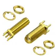 50pcs SMA Female Bulkhead Thru Hole PCB 0.200" Solder Connector with 17mm Screws