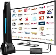 DVBT2 Antenna, 2025 Indoor Antenna DVB-T & DVB-T2 Antennas with Amplifier, Long Range and 360° Reception, Indoor Antenna for TVs with Strong Magnetic Base, Suitable for 4K 1080p & All TVs