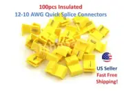 100 YELLOW Quick Splice Tap Wire Terminal Connector 12-10 AWG Gauge Insulated