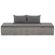 Outdoor Rattan Sunbed Garden Lounge Water Resistant Adjustable Sun Bed 195x60cm