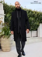 Black Signature Soft Touch Wool Rich Epsom Coat (B78258) | $362